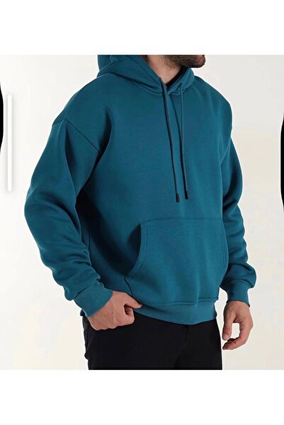 Kapşonlu Kanguru Cepli Kışlık Sweatshirt