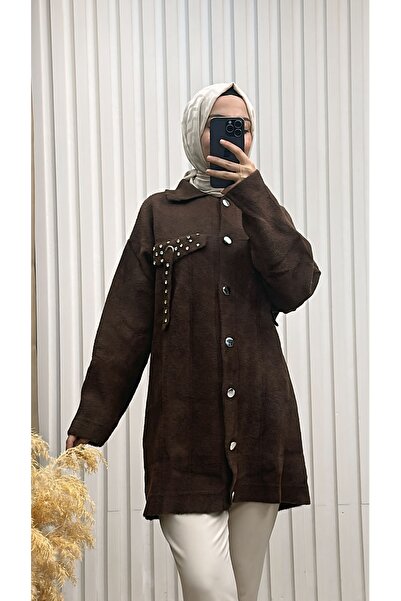 MERVE TESETTÜR سترة تريكو فاخرة من ماركة Cep Taşlı