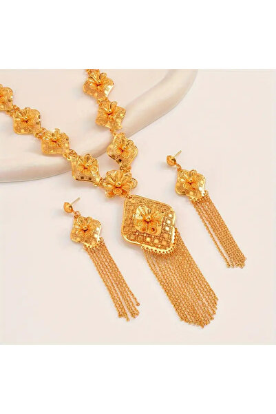 Genel Markalar ALTIN KAPLAMA TASARIM KOLYE KÜPE SET