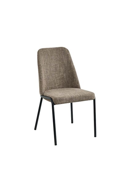 Danube Home Agata Fabric Dining Chair Set of 2 - Brown/Black Upholstered Metal Dining Chairs for Dining Room