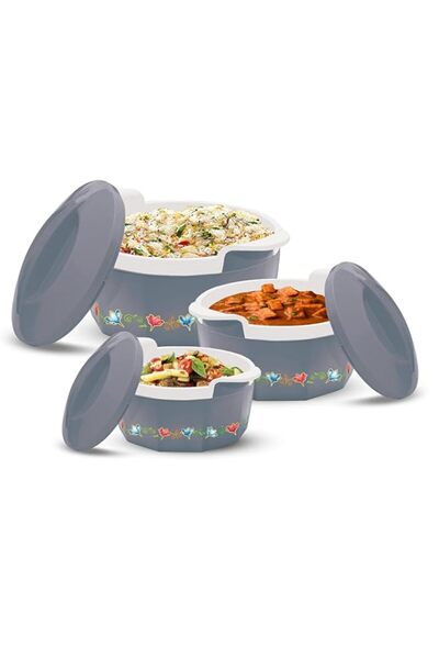 Generic MILTON Elegance Jr. Inner Stainless Steel Casserole Gift Set Of 3 (395 Ml, 750 Ml, 1.35 Litres), Gr