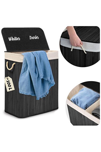 Other Coș de rufe din bambus cu capac 100 l Massido