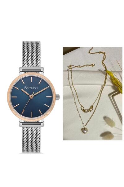 Ferrucci Minimal Kasa Hasır Ayarlanabilir Çelik Kordon Kadın Kol Saat+Çelik K...
