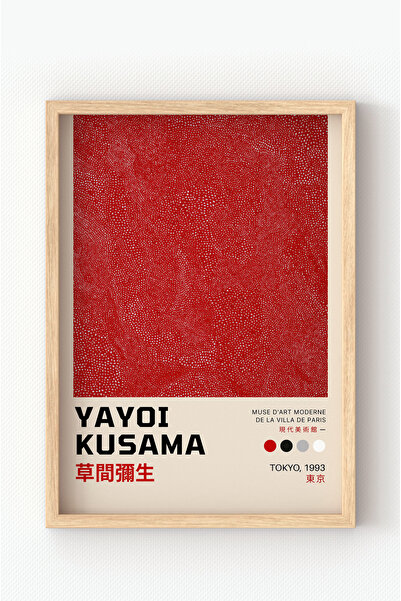MIOVI Ahşap Çerçeveli Yayoi Kusama “Tokyo 1993 – Red Dots” Poster – Minimal P...