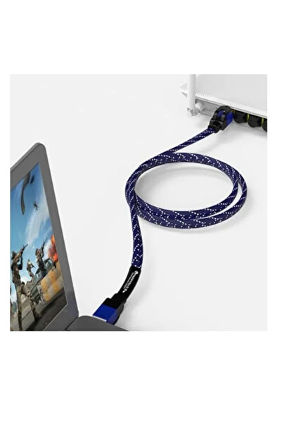 OEM CAT7 ethernet cable, 2 m long, nylon, blue