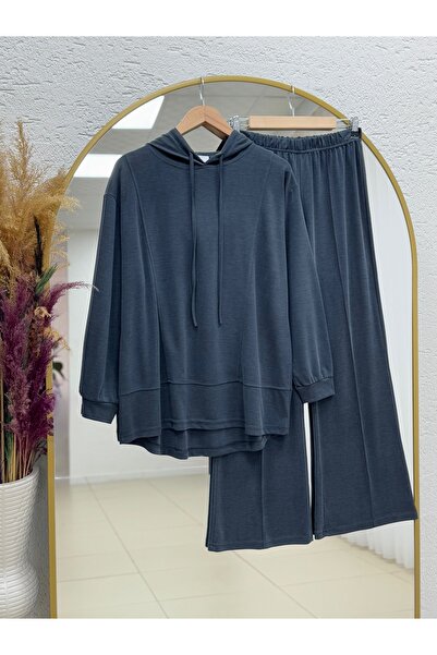 BENAHOLL Celmora Kapşonlu Ön Parçalı Pantolonlu Takım-AS485 Antrasit