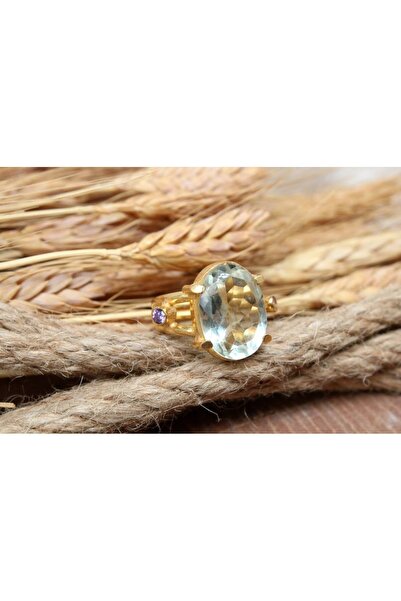 alpsilverart 925 Ayar Gümüş El Yapımı Doğal Yeşil Ametist Taşlı Yüzük – Otantik Stil Kadın Takı