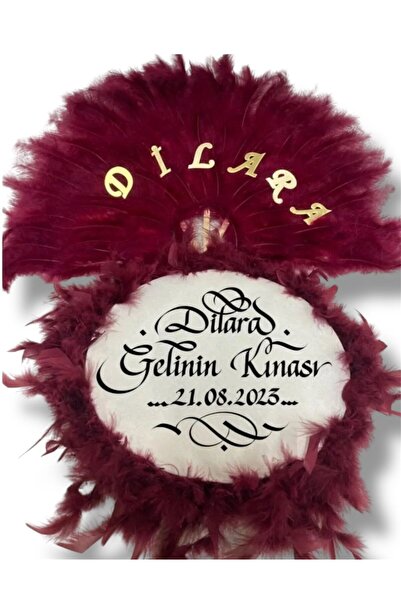 COOL NİGHT 2 PARÇA BORDO TÜYLÜ İSİMLİ GELİN TEFİ VE PLEKSİ İSİMLİ GELİN YELPAZESİ KINA GECESİ,SÜNNET