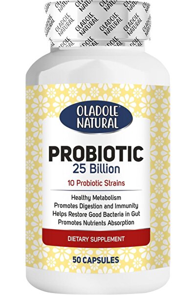 Oladole Natural بروبيوتيك - 25 مليار وحدة تشكيل مستعمرة، 10 سلالات - 50 كبسولة