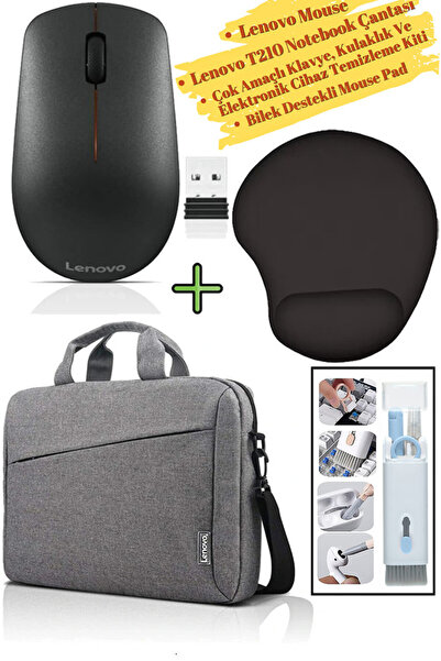 LENOVO Mouse 400, MousePad, Toploader T210 Laptop Omuz El Çantası, Elektronik Cihaz Temizleme Kiti