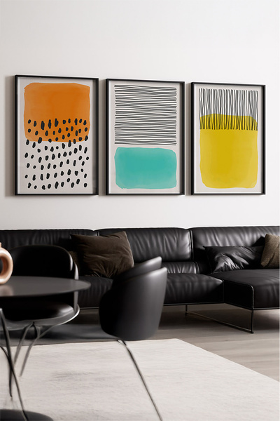 huhuli Set de 2 piese de pictură cu cadru negru din lemn Huhu136