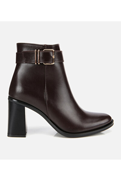 Hotiç Kadın Kahverengi Tokalı Topuklu Bilekte Bot
