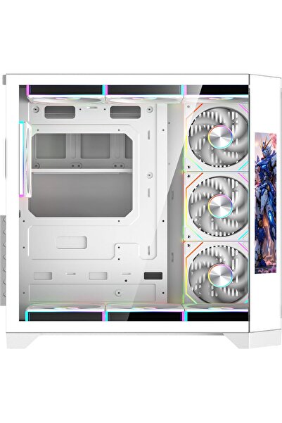 SPEARPC Spear PC DOST60PLUS ARGB ATX PC Case with 9.2” Screen, 7 ARGB Fans & Remote Control, Tempered Glas