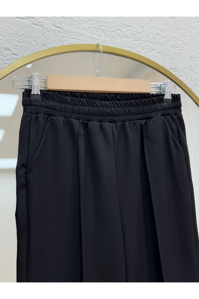 BENAHOLL Melena Yandan Çımalı İspanyol Paça Pantolon-Çİ514 Siyah