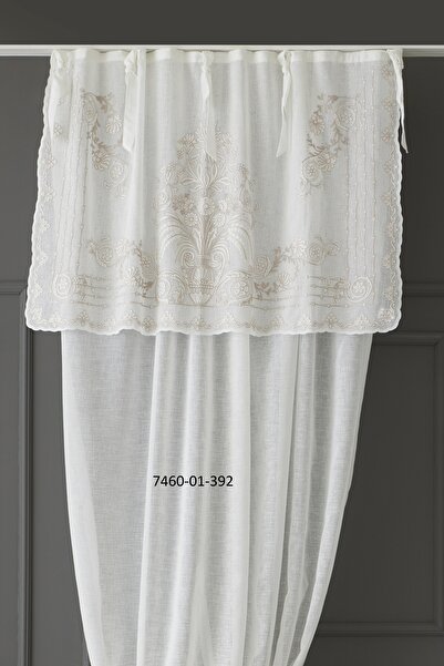 CASA NATURALE Keten Görünümlü Süzene Nakışlı Panel Perde