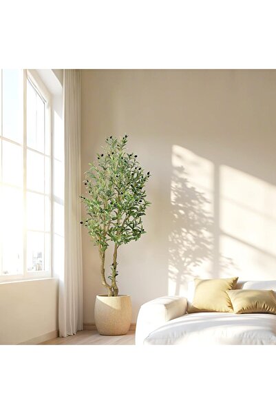 ZVEZVIA شجرة زيتون اصطناعية لا تحتاج إلى عناية، طولها ٢١٠ سم، واقعية مع ثمار،...