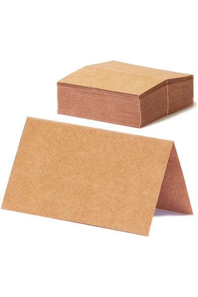 naturevo 50 Adet 300 gr Kraft Kağıt Katlanabilir Not Kartı (9 x 5 cm)