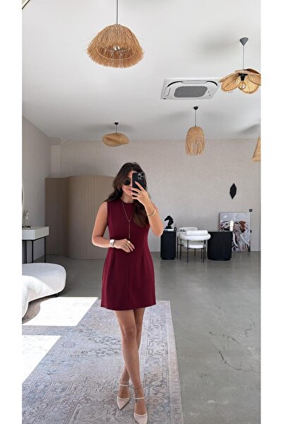 Buket Teke Rochie Joker din crep de bază burgundy