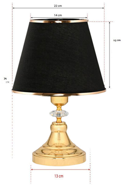 Art&Gift Art Deco Style Crystal Stone Decorated Metal Base and Gold Striped Black Headboard Set of 2 Lampshades Two Pieces