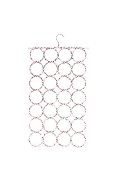 Generic علاقة أوشحة خزنة، قابلة للطي، مزودة بـ 28 فتحة حلقية، ورف أوشحة موفر ...