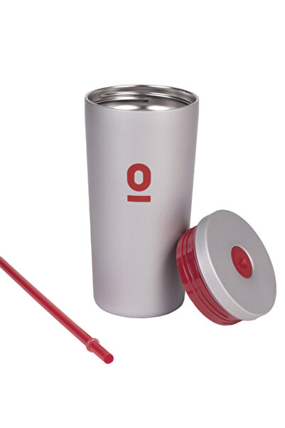 Espressolab Gri Metal Paslanmaz Çelik Pipetli Termos 520 ml Kapaklı No:94