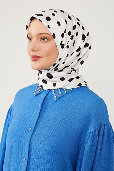 Levidor Cream Polka Dot Pattern Twill Digital Scarf