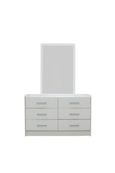 Danube Home Supreme 6-Drawer Master Dresser with Mirror - White - Engineered Wood - 2-Year Warranty - Malaysia