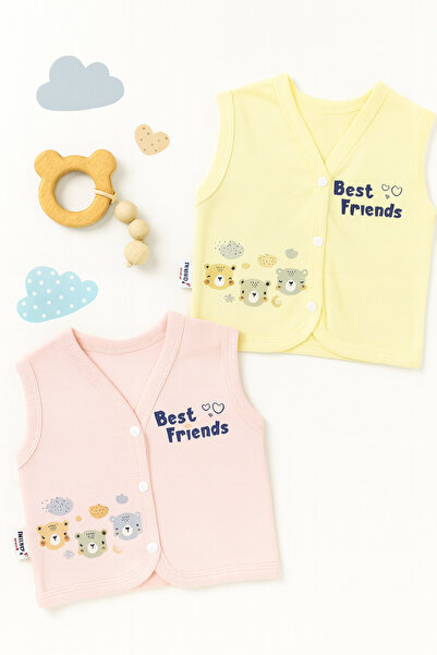 AKİ MODA KİDS Baby Girl Newborn 100% Cotton 2 Pieces Combed Cotton Vest