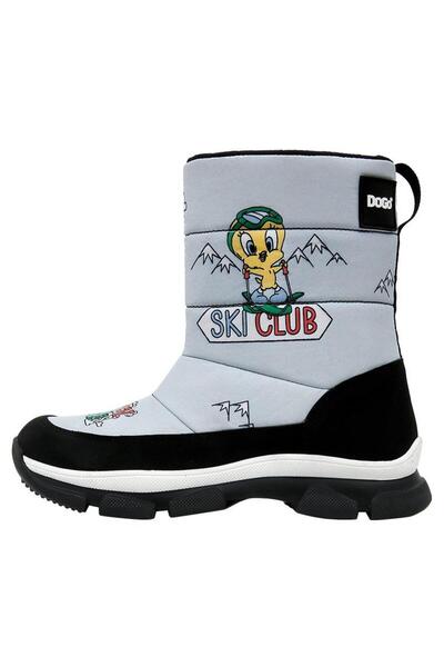 Dogo Women's Vegan Grey Snow Boots - Warner Bros Looney Tunes Ski Club Design
