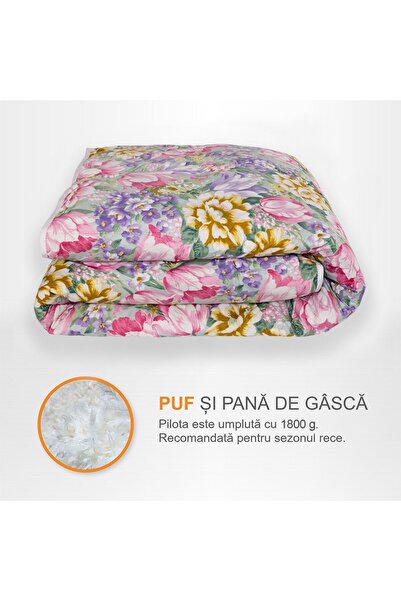 Pernador Duvet with 15% goose down and feather, 200x220 cm, Purple flowers