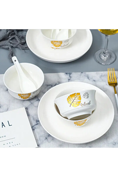 OEM Set of 6 porcelain bowls with spoons, Nordic style