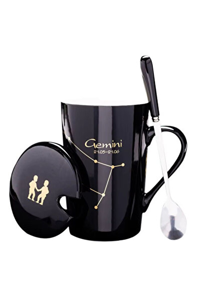 OEM Set cadou cana ceramica, culoare Negru, Gemeni