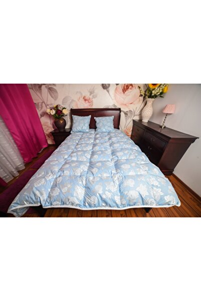 Pernador Duvet with 15% goose down and feather, 200x220 cm, Blue with silver roses