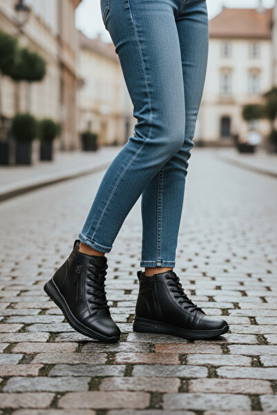 SHOUGO Справжня шкіра Жіночі повсякденні ортопедичні шкіряні черевики на блискавці