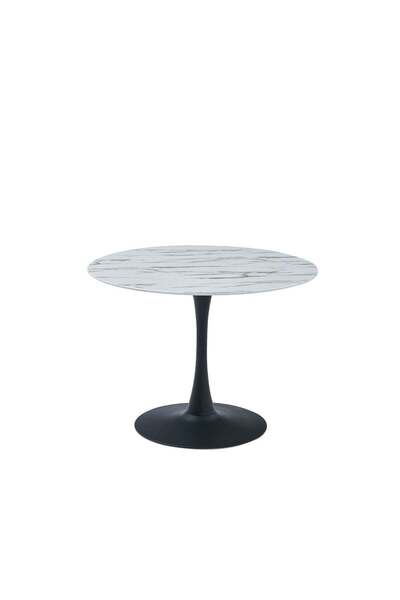 Danube Home Niha 4-Seater Round Glass Dining Table - Stylish White & Black Design - 2-Year Warranty