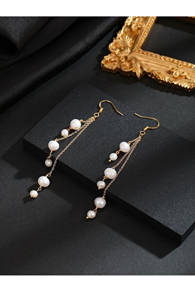 Shiklik Zincirli Uzun Şık İnci Küpe – Zarif Tasarım Kadın Takı Aksesuarı