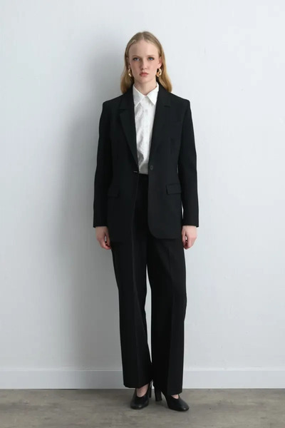 Gusto One Button Blazer Jacket - Black