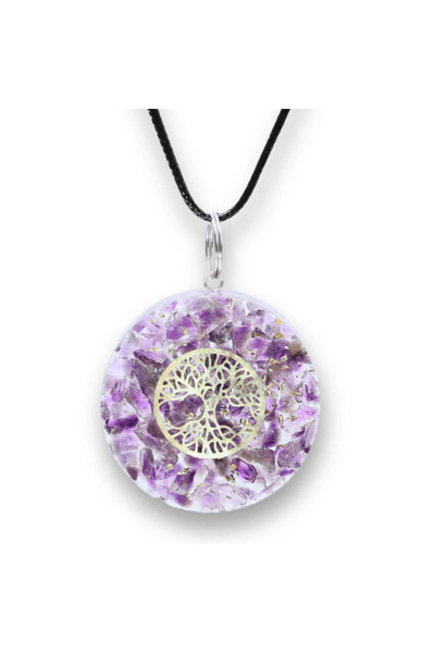 craftmystic Colier reglabil din Orgon cu pietre de ametist și simbolul Arbore...