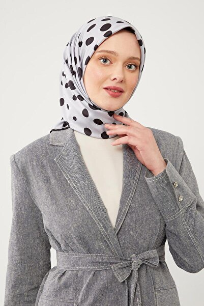 Levidor Ψηφιακό κασκόλ με γκρι πουά σχέδιο