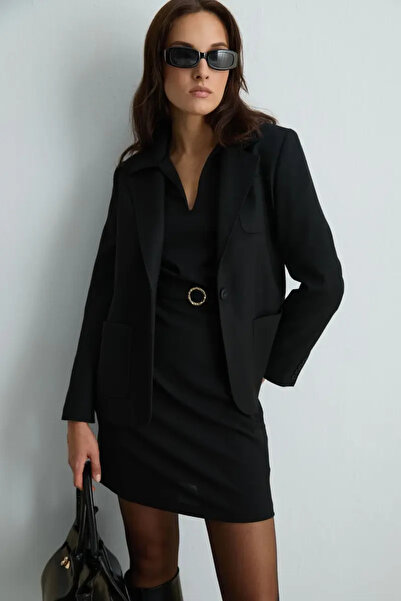 Gusto Yünlü Blazer Ceket - Siyah
