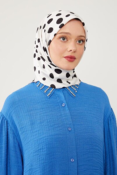 Levidor Ψηφιακό κασκόλ με σχέδιο πουά σε κρεμ χρώμα