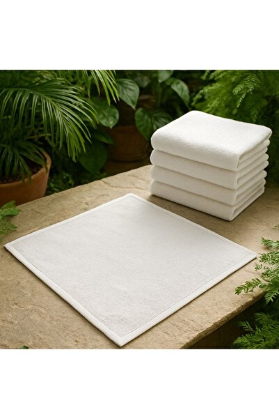 Mions Velur %100 Pamuk Doğal Misafir Havlusu 6 Adet - Beyaz - 30X30 cm