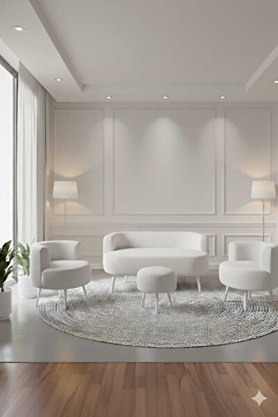 eda hacıoğlu edam bedding group Modern Tasarımlı Teddy Kumaşlı 4'lü Oturma Grubu