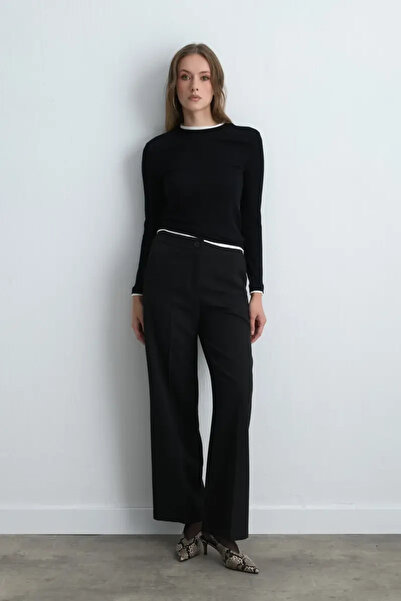 Gusto Palazzo Fabric Trousers - Black