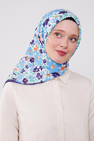 Levidor Purple Mine Floral Pattern Cotton Scarf