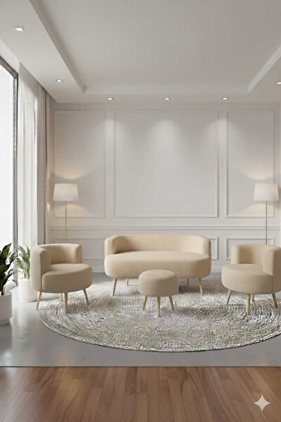 eda hacıoğlu edam bedding group Modern Tasarımlı Teddy Kumaşlı 4'lü Oturma Grubu