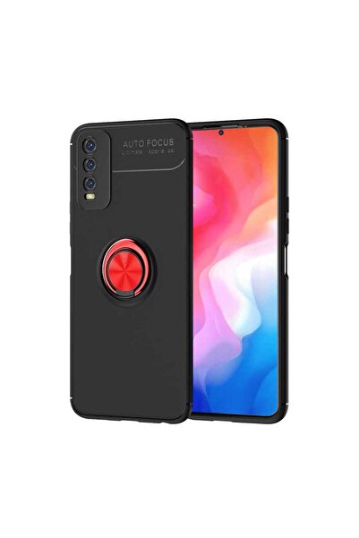 No7tech غطاء حماية من السيليكون من جوي كريتيف لهاتف فيفو Y11S - أسود-أحمر