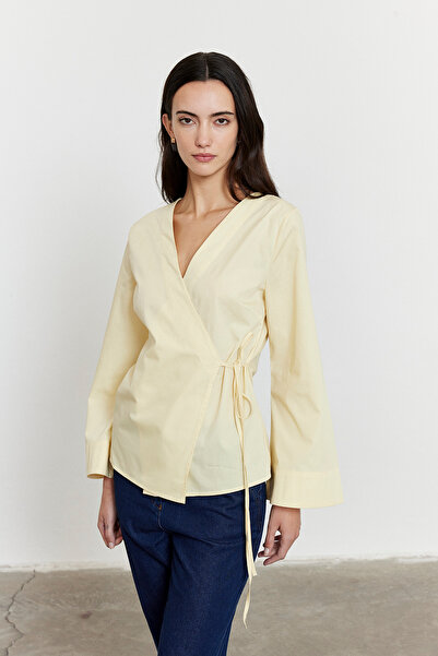 FACETTE Side-Tie Poplin Shirt Yellow