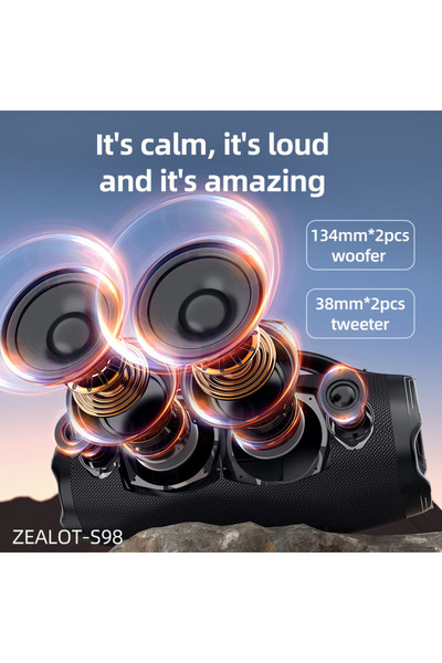 zealot Zealot S98 Portable Bluetooth Speaker, 160W Super Bass, 36000mAh Battery, IPX6 Waterproof