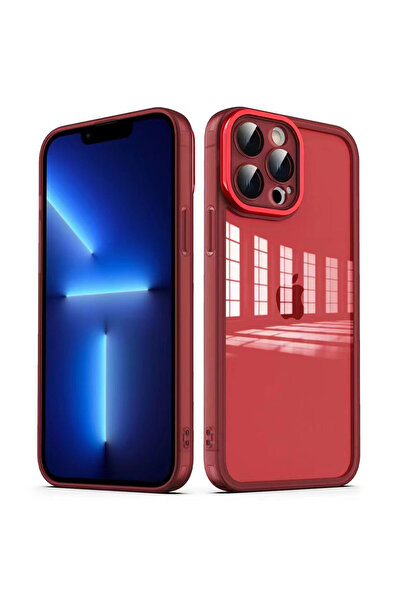 No7tech حافظة JoieCreatif Post شفافة متوافقة مع هاتف iPhone 13 Pro Max - حمراء